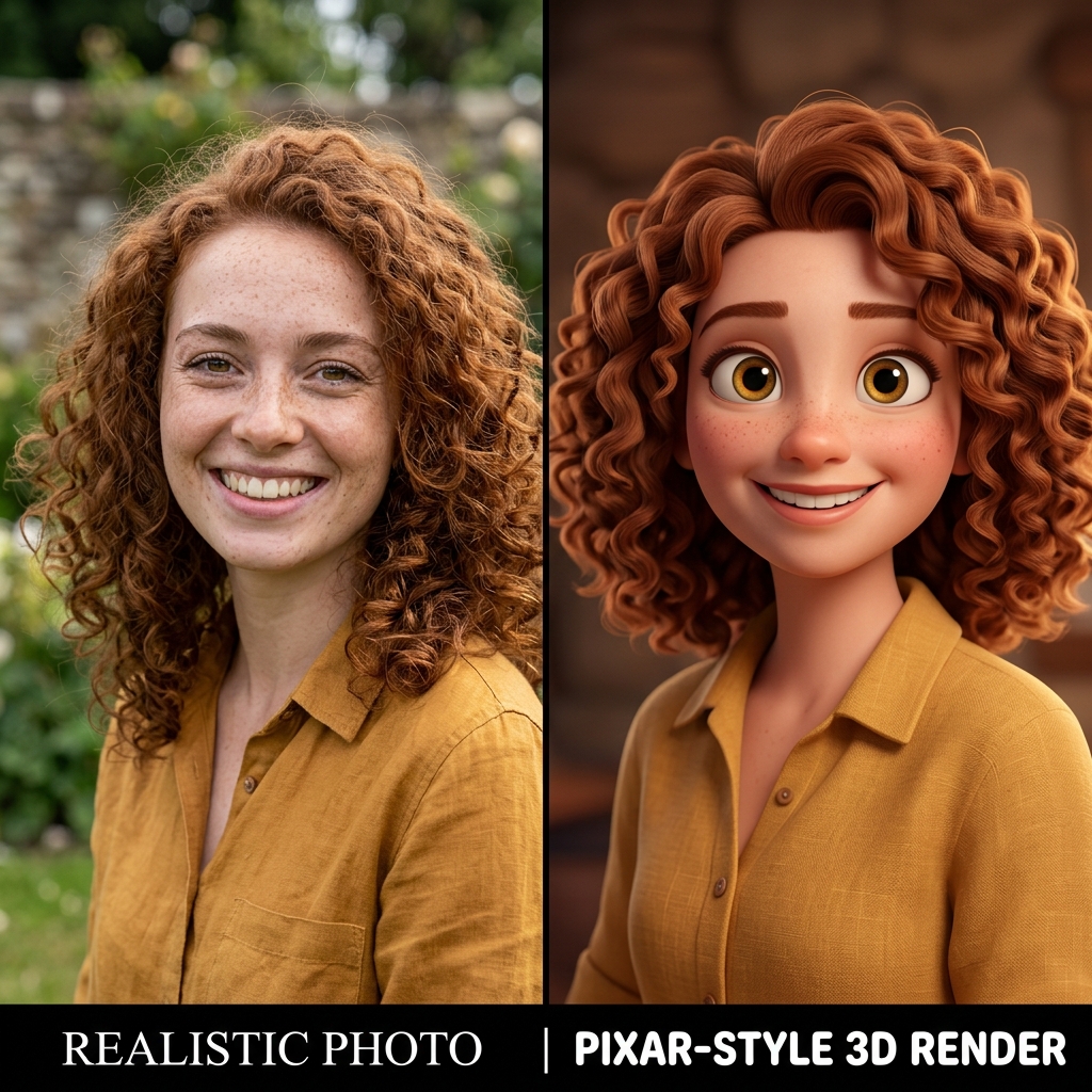 Woman photo to Pixar comparison