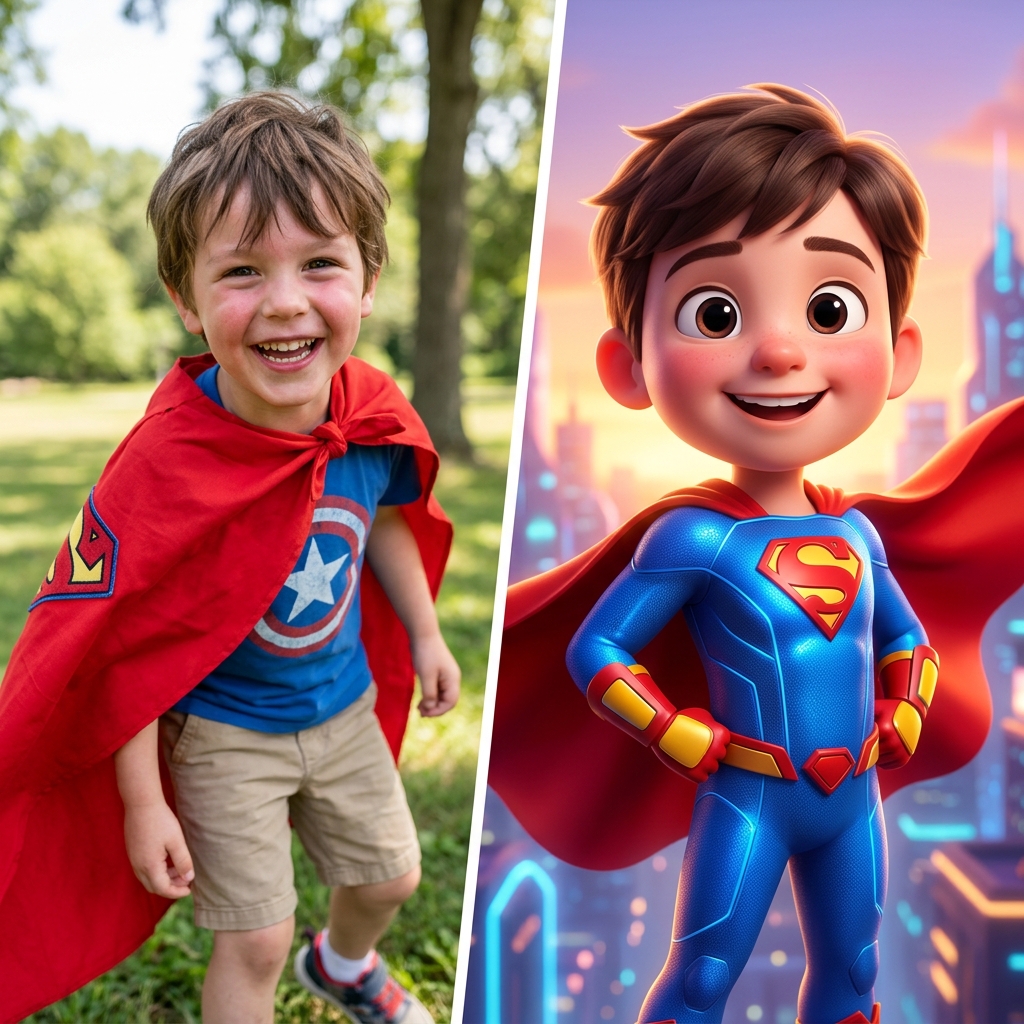 Kid photo to Pixar comparison